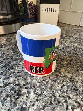Ceramic Mug with Blue, White & Red Dominican Republic Design